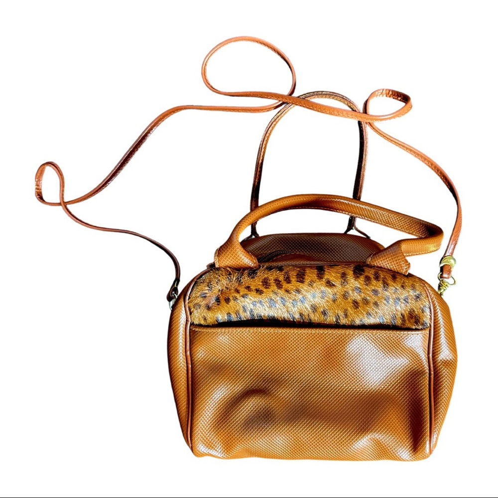 Vintage Leather and Calf Hair Leopard Print Crossbody